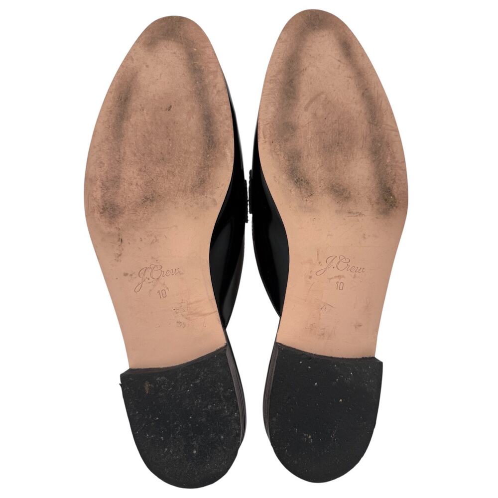 J Crew Academy Loafers Black Leather Flat Mule Slides Size 10 Shoes - Picture 9 of 13